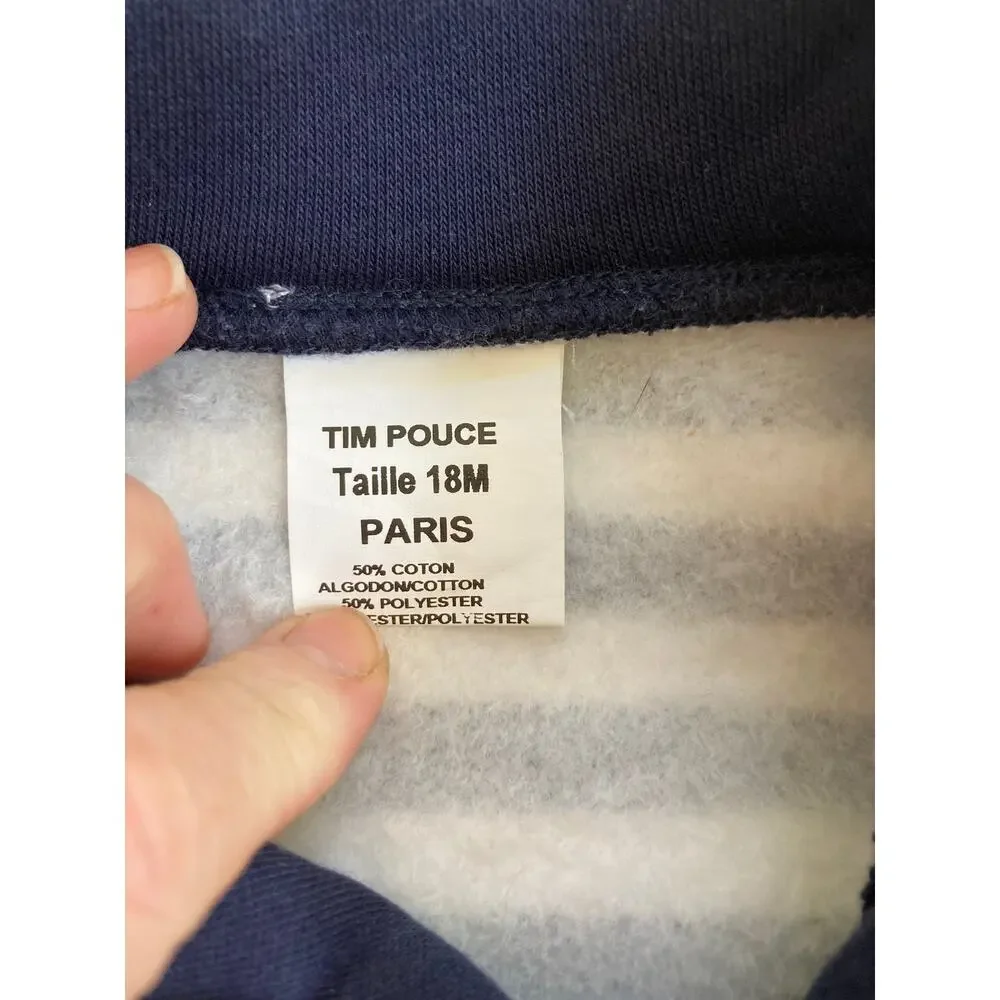 Tim Pouce Navy & White Striped Toddler Coat, Size 18M